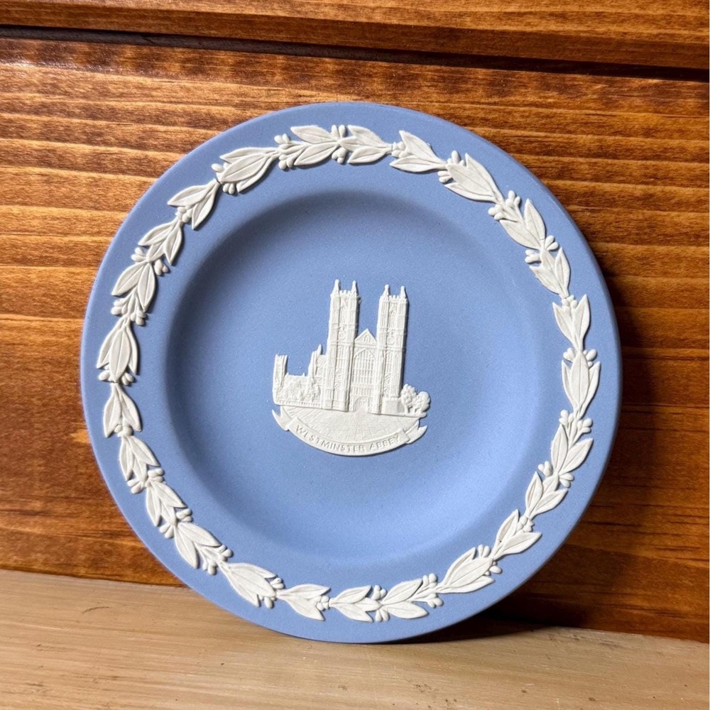 Wedgwood Blue Jasperware Plate Westminster Abbey England Vintage Decorative Dish